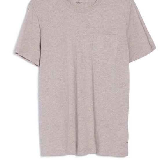 DANIEL BUCHLER Men's MEDIUM SAND Heathered Crew Neck Pocket Lounge T-Shirt - Picture 6 of 6